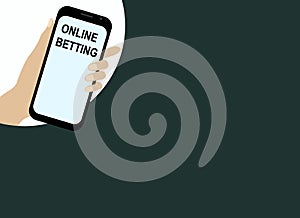 Mobile phone in hand with online betting application