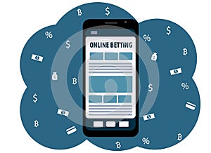 Mobile phone in hand with online betting application