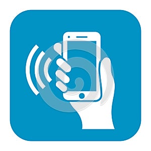 Mobile phone hand vector icon