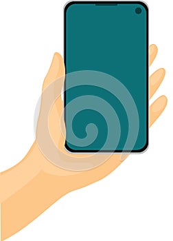 Mobile Phone in Hand - Vector Illustration Isolated on white