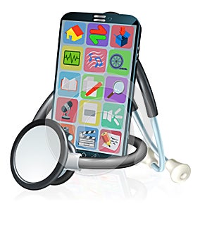 Mobile Phone Health Medical App Stethoscope Design