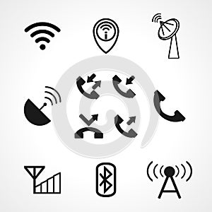 mobile phone icon set, incoming call, GSM, antenna