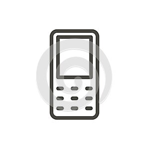 Mobile phone icon vector. Line old cellphone symbol.