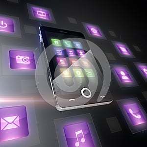 Mobile phone with icons