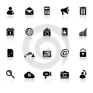 Mobile phone icons with reflect on white backgroun