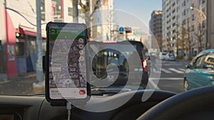 Mobile phone with map gps navigation in car