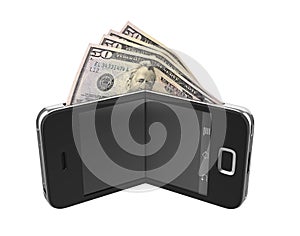 Mobile Phone with Money Digital Wallet Concept