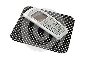 Mobile phone on non slip mat