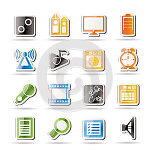 Mobile phone performance, internet icons