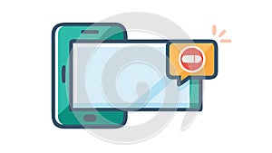 Mobile Phone with Red Notification Alert Icon, vector design Generative AI