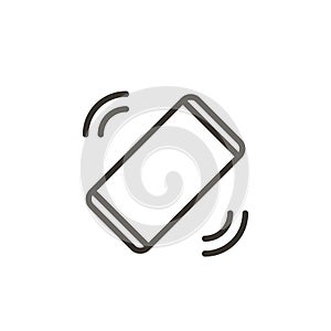 Mobile phone ringing or vibrating receiving a call or message. Vector thin line icon of a smartphone,