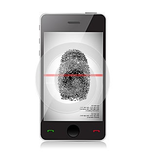 Mobile phone scanning a finger print