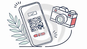 Mobile Phone Scanning QR Code with Camera, vector design Generative AI