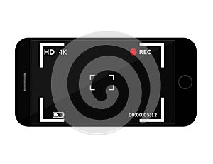 Mobile phone screen with camera viewfinder