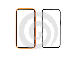 Mobile phone screen mockups. Smartphone displays mock-ups isolated on white background photo