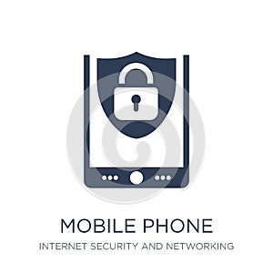 Mobile phone security icon. Trendy flat vector Mobile phone security icon on white background from Internet Security and