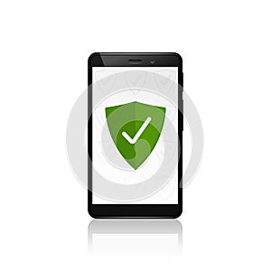 Mobile phone security shield protection. Vector design.