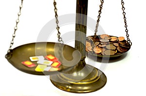 Mobile phone Sim cards on a scale