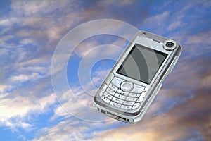 Mobile phone on sky