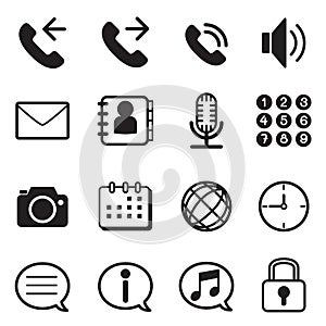 Mobile phone & smartphone application icons set
