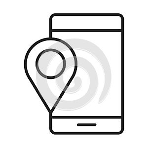 Mobile phone or smartphone gps navigation pointer location electronic technology device line style icon