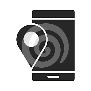 Mobile phone or smartphone gps navigation pointer location electronic technology device silhouette style icon