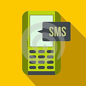 Mobile phone with sms message symbol flat icon