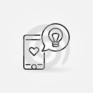 Mobile phone with speech bubble vector outline icon