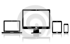 Mobile phone, tablet, laptop and desktop computer icons
