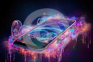 Mobile Phone Technology Connects to the Internet, Surfing the Multiverse World, Cyberspace, Future, Digital
