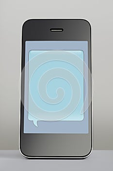 Mobile phone with text message speech bubble