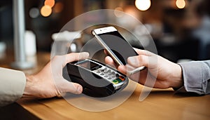 Mobile phone, touch a credit card reader on the counter bar.