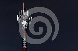 Mobile phone tower on night