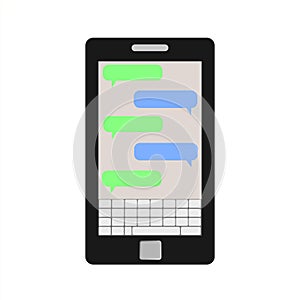 Mobile phone. Vector illustration. Social network concept. Vector. Messenger window. Chating and messaging concept. Green chat