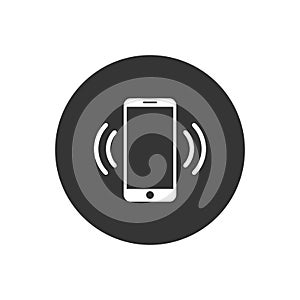 Mobile phone vibrating or ringing flat vector icon for apps and