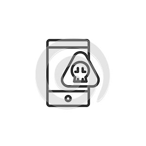 Mobile phone virus line icon