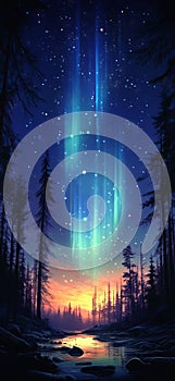 Aurora Gradient: Blue and Green Glow photo