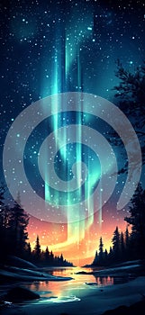Aurora Gradient: Blue and Green Glow photo