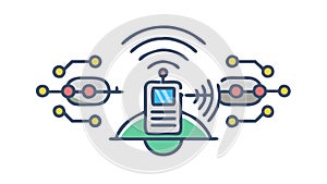 Mobile Phone Wireless Network, Communication Technology Vector Graphic, vector design Generative AI