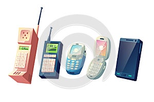 Mobile phones evolution cartoon vector concept