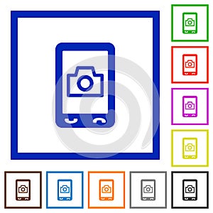 Mobile photography flat framed icons