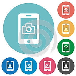 Mobile photography flat round icons