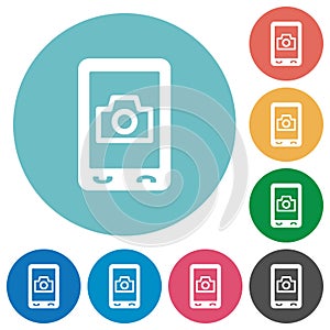Mobile photography flat round icons