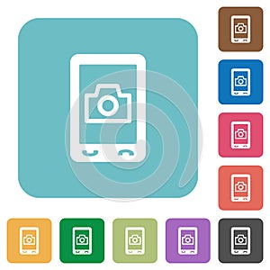 Mobile photography rounded square flat icons