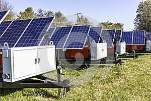 Indianapolis - Circa October 2017: Mobile Photovoltaic Solar Panels on trailers. The ultimate in portable and emergency power V
