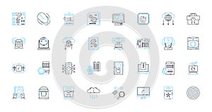 Mobile phs linear icons set. Android, Battery, Bluetooth, Camera, Charging, Display, Ecosystem line vector and concept photo