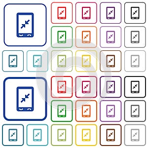 Mobile pinch close gesture outlined flat color icons