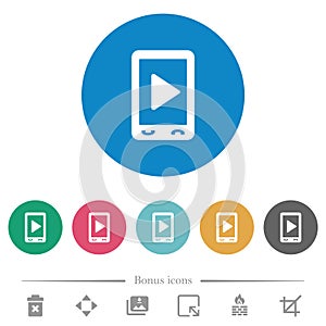 Mobile play media flat round icons