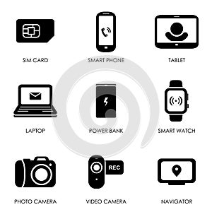 Mobile portable devices icon set symbol flat style vector