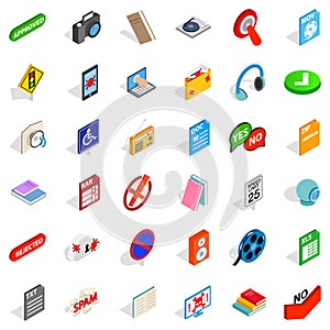 Mobile program icons set, isometric style